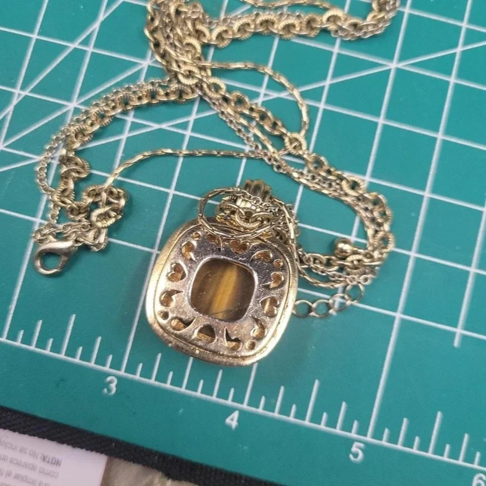 Tigers Eye Pendant‎ Necklace 16-19